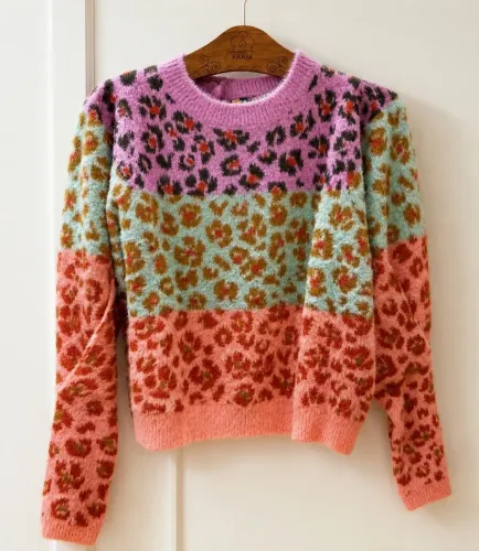 Casaco Tricot Farm Onça Flor Harmonia P - Perfeito Estado