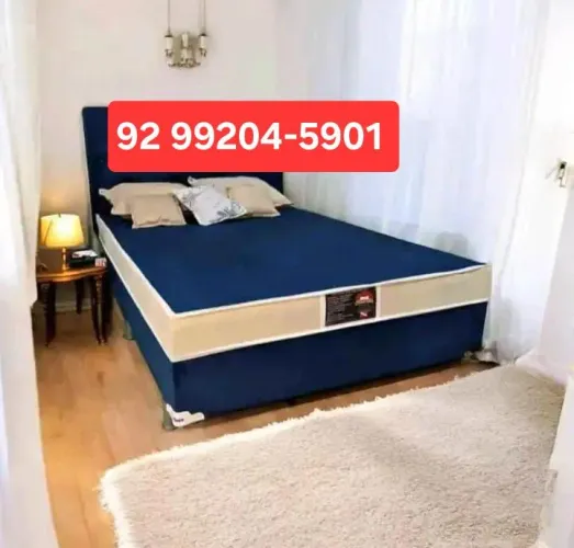 Cama Box de casal em promoção azul