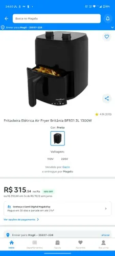 Vendo Airfryer Britânia, nunca usada.