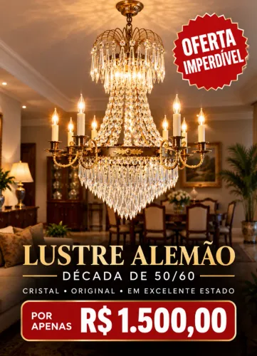 Vendo Lustre de Cristal Alemão Antigo