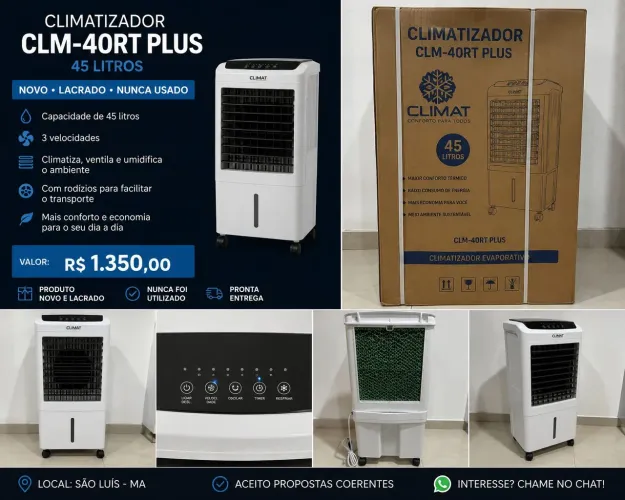 Climatizador CLM-40RT Plus 45 Litros - Novo, Lacrado!