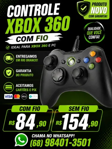Controles Xbox 360 Novos garantia entregamos aceitamos cartões e Pix