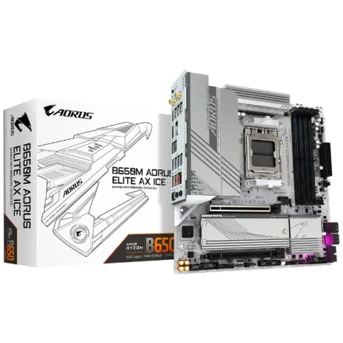 Placa Mãe Gigabyte B650M AORUS Elite White AX Wifi Ice Socket AM5 / DDR5- Loja física