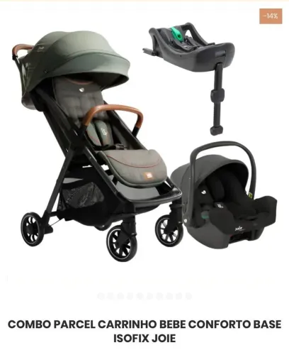 Combo Parcel Carrinho Bebê Conforto Base Isofix Joie - NOVO