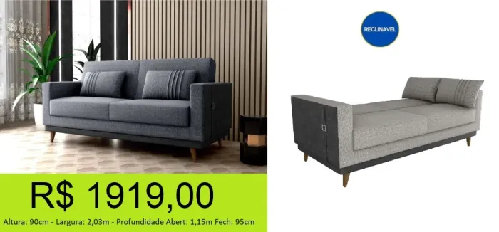 Sofá cama retratil e reclinavel - compre hoje e receba amanhã