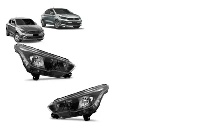 Par Farol Mascara Negra Fiat Argo Cronos 2018 A 2020 Com Led