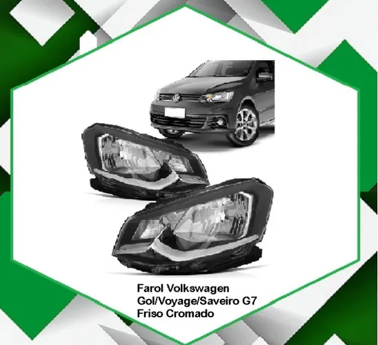 Farol  Volkswagen Gol/Voyage/Saveiro G7 Friso Cromado Tyc Ano: 2017 Até 2018