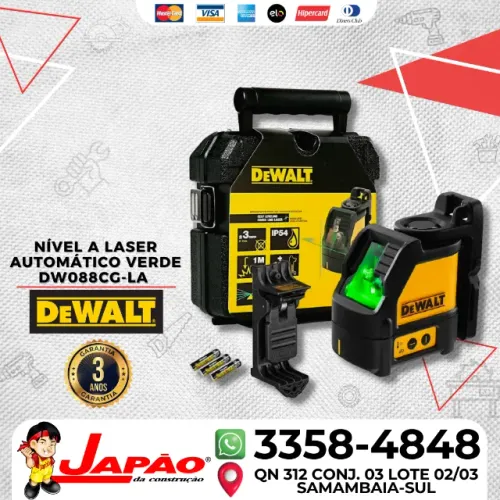 Nivel a Laser Automático Linhas Verdes 30M Suporte e Maleta Dewalt Garantia de 3 Anos