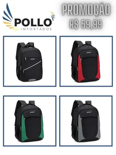 Mochila de costas 2 compartimentos de poliéster 