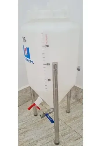 Fermentador Cerveja Cônico Indupropil 25 litros Rotomoldado ângulo de 60º pés inox