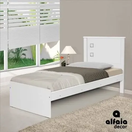 Cama solteiro Barcelona branca MDF - FRETE GRÁTIS 