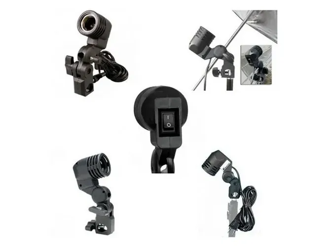 Suporte P/ Sombrinha C/ Soquete E27 P/ Luz Continua Ou Flash  (YL101)