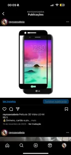 Película 3D Vidro LG K4  R$ 5