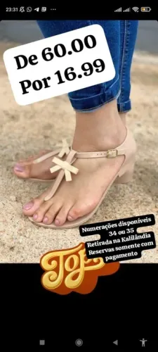 Sandália feminina bege com laço numerações 34 ou 35- R$ 16,99