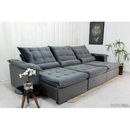 Sofá Retrátil Reclinável 3.20m Soft Molas Bonnel rf654