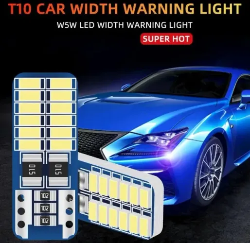 Lâmpada Led 1Par T10 w5w Canbus para interior do carro,  luz branca, 6000k,COD-CP74  12v, 