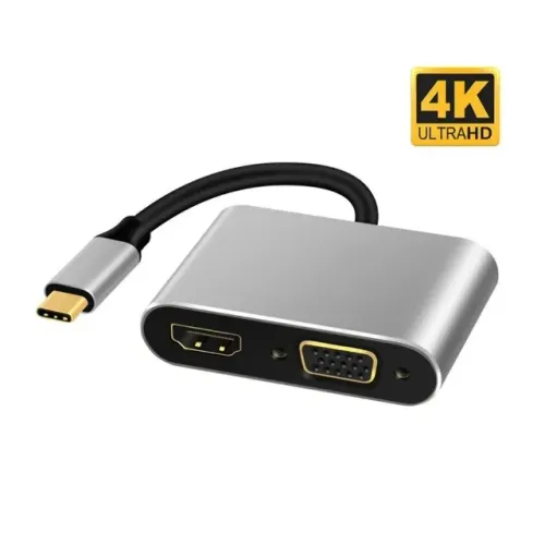 Adaptador Conversor Usb-c Tipo C Para Vga E Hdmi Tv Dmh0504