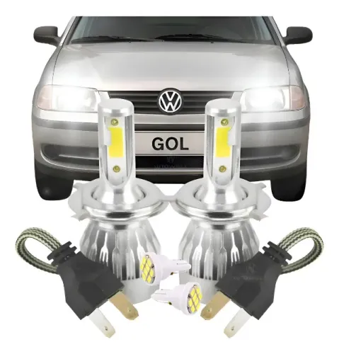 Lâmpadas Super Led Farol Gol Saveiro Parati G1 G2 G3 G4 G5 - H4 T10 - Branco