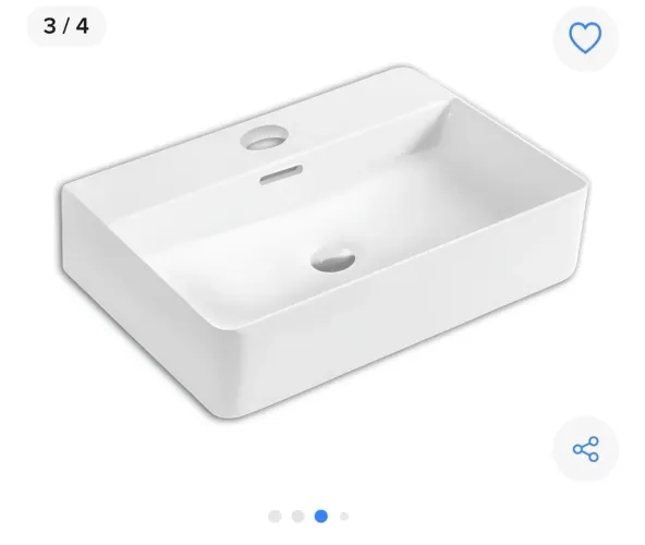 Cuba de sobrepor retangular Everfort louça luxo branca