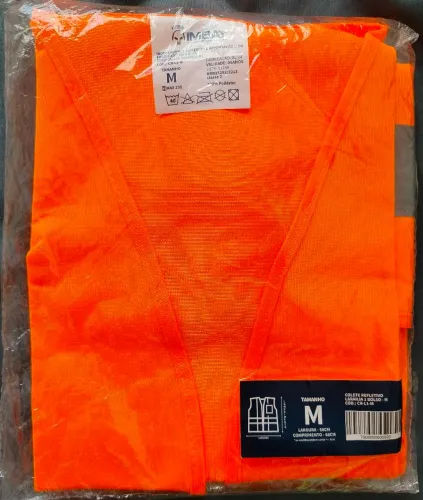 Colete Refletivo Laranja  e verde com Bolso - Tamanho M