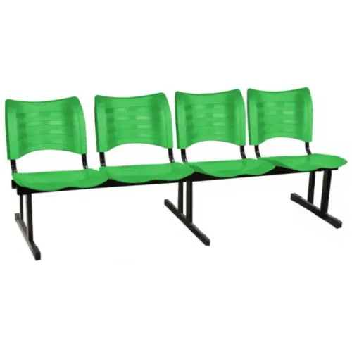 Cadeira Longarina Plástica 4 Lugares Cor Verde Durável Conforto Coletivo Modelo 34197