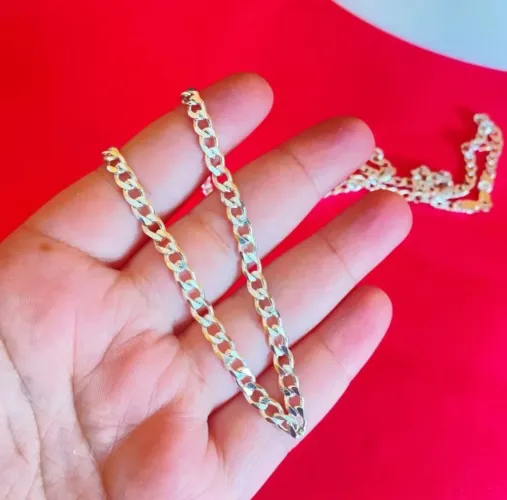 Corrente Escamada Unissex 80cm Folheada a Ouro - Nova, Original e Embalada