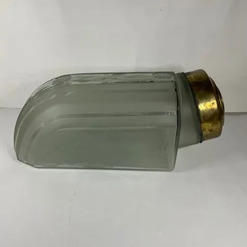 Antigo baleiro em vidro jeateado e tampa em metal - comp. 36cm