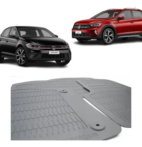 Jogo de Tapetes Polo, Nivus 2018 a 2025 Preto Borracha Vw.