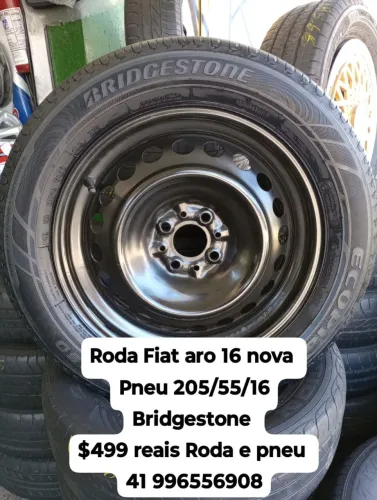 Roda Fiat aro 16 nova com pneu Bridgestone 205/55/16 . Roda e pneu pronto
