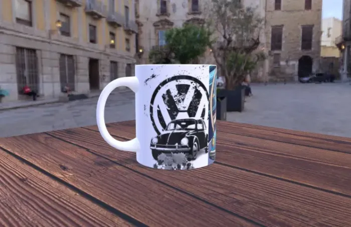 linda caneca de porcelana 320ml estampa carro fusca 