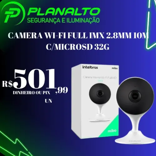 Câmera wi-fi full IMX 2.8MM 10M com microsd 32G