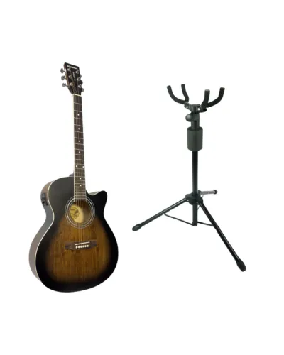 KIT- VIOLAO ELETRO-ACUSTICO MARCA WALDMAN REF. FCE-40 LSB + SUPORTE DUPLO PARA VIOLÃO 