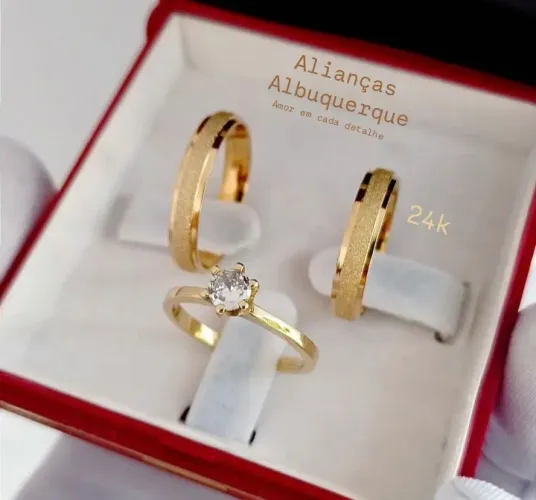 ALIANÇAS DE NOIVADO E CASAMENTO BANHADAS A OURO 24K