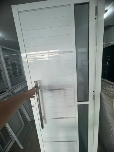Portas de alumínio branco lambril luxo 80CM - Direto da fábrica!