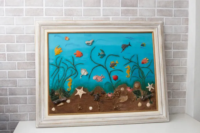 Quadro grande em tela fundo do mar 3d