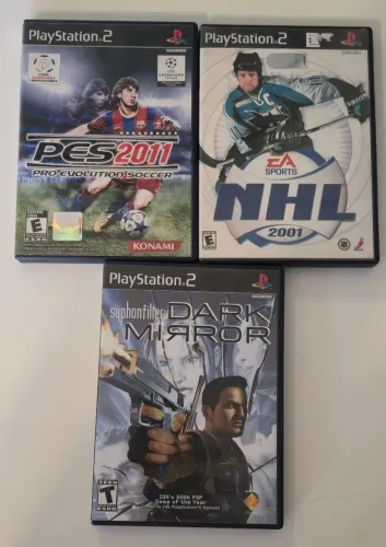 3 Jogos Originais PS2 - Syphon Filter, PES e NHL - Completos