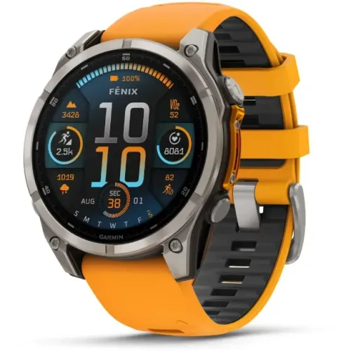 Relógio Smartwatch Garmin Fenix 8 Sapphire Amoled - Yellow