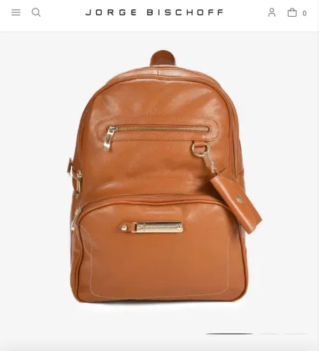 Mochila Jorge Bischoff Couro Caramelo
