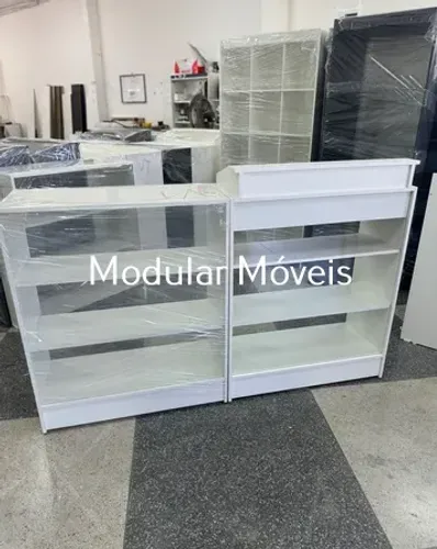 Balcão Caixa Vitrine + Balcão Vitrine - MDF Branco