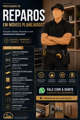 Reparos em Móveis Planejados | Corrediças, Dobradiças, Portas, Prateleiras e Ajustes