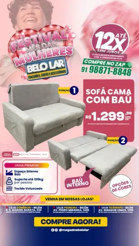 Sofá cama com bau