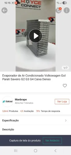 Evaporado do Ar condicionado do Gol G2 G3 G4