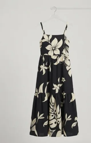 Vestido Tropical (Preto e Creme)