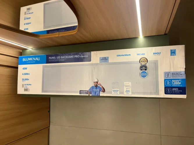 Painel de Led Sobrepor Retangular Luz Neutra 45w Blumenau Iluminação 120x30cm