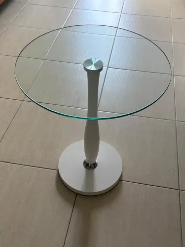 Mesa Lateral de Vidro Redonda 