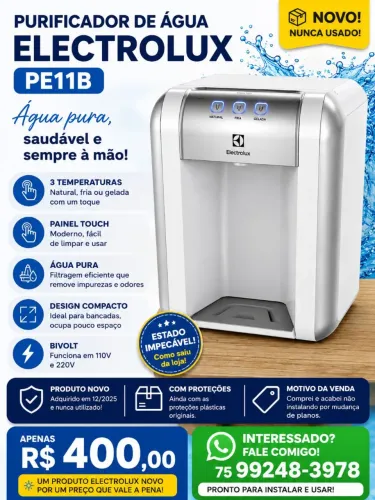 Purificador de Água Electrolux PE11B Branco - NOVO (Nunca usado!)