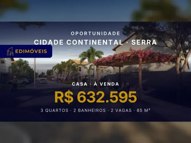 Cidade Continental: Casa 3 quartos com quintal privativo e acabamento de alto padrão