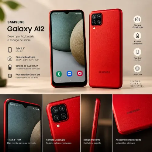 Samsung Galaxy A12 64GB Vermelho Muito Conservado