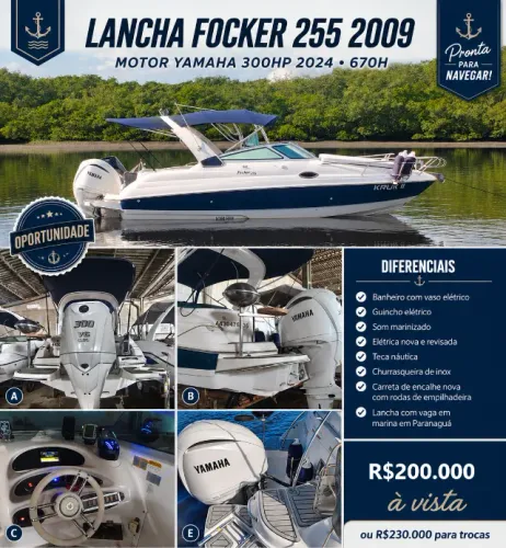 Lancha Focker 255 Motor Yamaha 300HP 2024