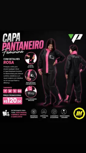 Mega Promoção da Capa De Chuva Pantaneiro Pvc Feminina Com Detalhes Rosa